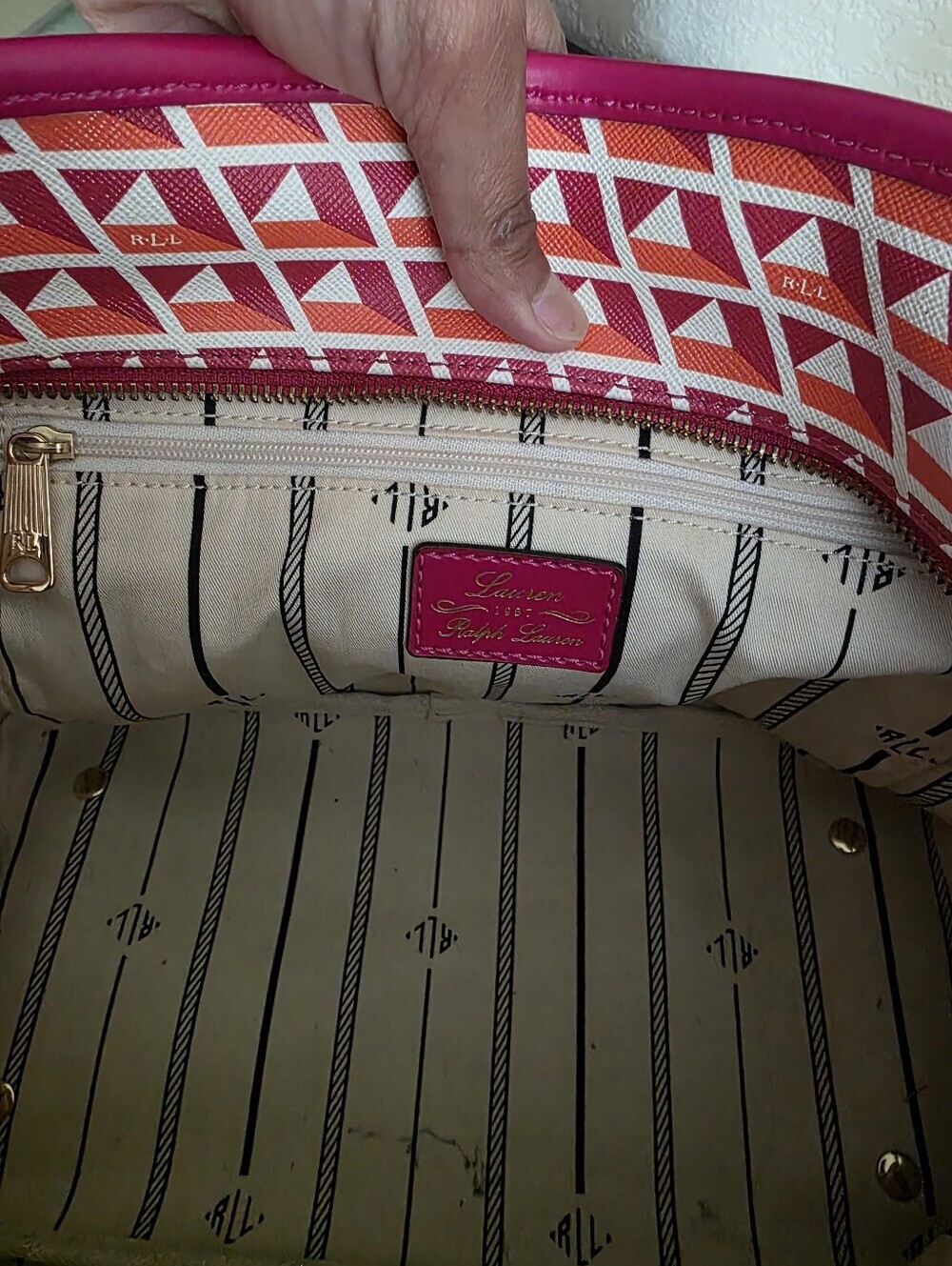 Ralph Lauren Pink Geometric Tote Bag - Picture 4 of 4